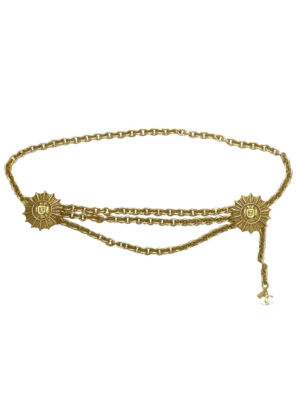 Authentic CHANEL 1980s vintage medallions charms belt 98cm